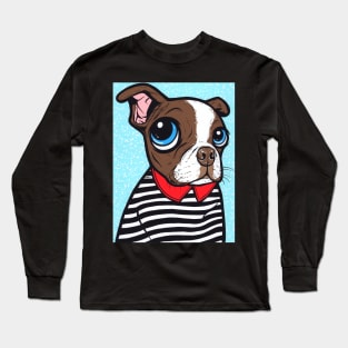 Brown Boston Terrier Dog Long Sleeve T-Shirt